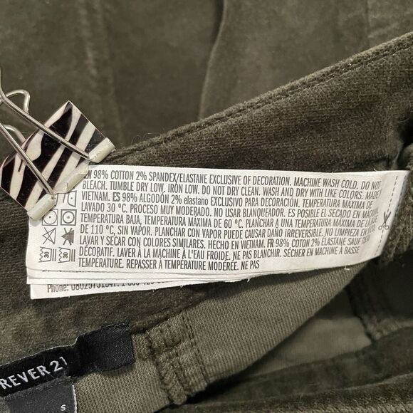 Forever 21 Lace Up Corduroy Mini Skirt Olive Green Velvety Soft Grunge Sz Small - Picture 9 of 9